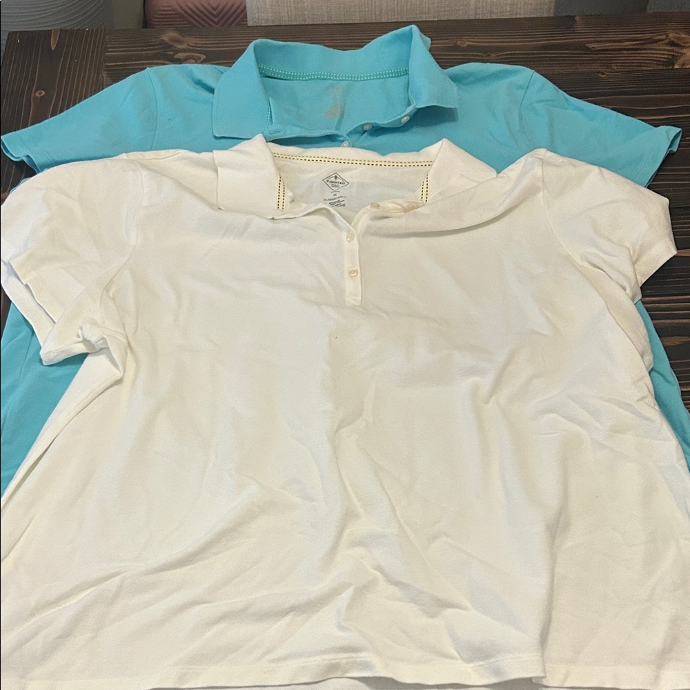 3X - White and Light Blue Polo Shirts